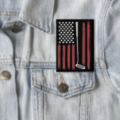 Retro American Flag Golf Golfer Funny Golf Club 缶バッジ (インサイチュ)