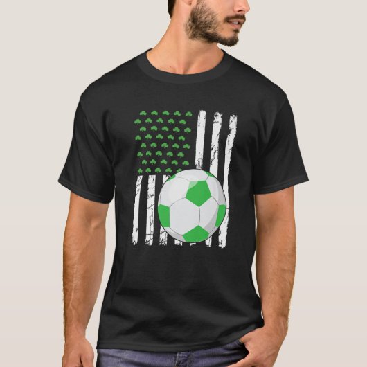 Retro American Flag Soccer Sport St. Patrick's Day Tシャツ (正面)