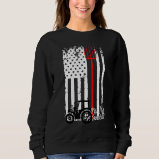 Retro American Flag Tractor Men Women Tractor Farm スウェットシャツ