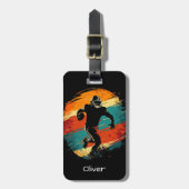 Retro American Football Player ラゲッジタグ (正面縦)