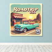 Retro American Road Trip Pop Art キャンバスプリント (インサイチュ (ウッドフロア))