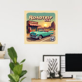 Retro American Road Trip Pop Art ポスター (ホームオフィス)