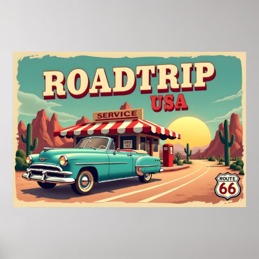 Retro American Road Trip Poster ポスター (正面)
