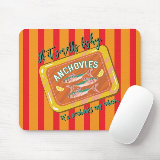 Retro Anchovies Funny Office Humor Mousepad マウスパッド (マウス)