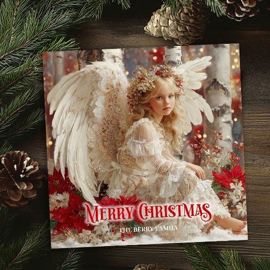 Retro angelic angel editable Christmas greeting  シーズンカード