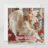 Retro angelic angel editable Christmas greeting  シーズンカード (正面)