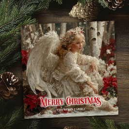 Retro angelic angel red gold festive enchanting  シーズンカード