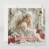 Retro angelic angel red white gold cheerful card シーズンカード (正面)