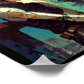 Retro Anime Cyberpunk Girl Dystopian Future Warrio ポスター (角)