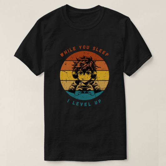 Retro Anime Gamer "I Level Up" Tee Tシャツ (デザイン正面)