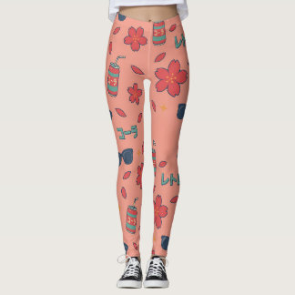 Retro Anime Vacation Icons – Kawaii Neon Leggings レギンス