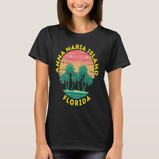 Retro Anna Maria Island Vacation Souvenir Palm Tre Tシャツ (正面)