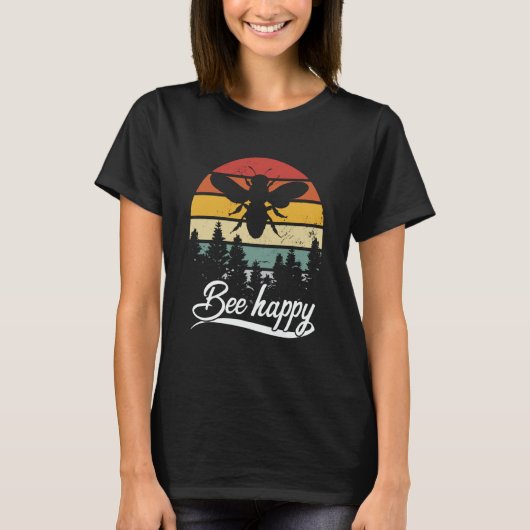Retro apiary nature beehive honeycomb insect bee h tシャツ (正面)