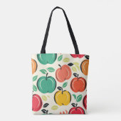 Retro Apple Orchard Harvest Grocery  トートバッグ (裏面)