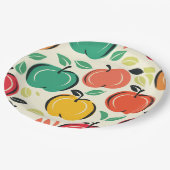 Retro Apple Orchard Harvest Picnic ペーパープレート (アングル)