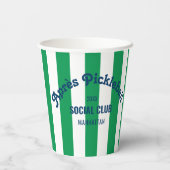 Retro Après Pickle Ball Social Club Green Stripe 紙コップ (裏面)