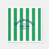 Retro Après Pickleball Social Club Green Stripe  スタンダードカクテルナプキン (正面)