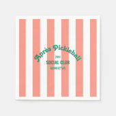Retro Après Pickleball Social Club Pink Stripe  スタンダードカクテルナプキン (正面)