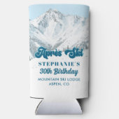 Retro Apres Ski Winter Mountain Birthday Party スリム缶クーラー (裏面)