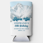 Retro Apres Ski Winter Mountain Birthday Party スリム缶クーラー (正面)