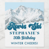 Retro Apres Ski Winter Mountain Birthday Party ワインラベル (シングルラベル)