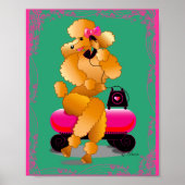 Retro Apricot Poodle on Phone Art Print ポスター (正面)