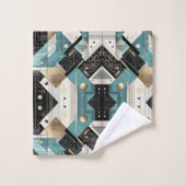 Retro Aqua Diamond Mid Century Modern Towel Set バスタオルセット (ウォッシュタオル)