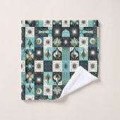 Retro Aqua Diamond Mid Century Modern Towel Set バスタオルセット (ウォッシュタオル)
