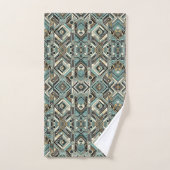 Retro Aqua Diamond Mid Century Modern Towel Set バスタオルセット (ハンドタオル)
