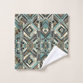 Retro Aqua Diamond Mid Century Modern Towel Set バスタオルセット (ウォッシュタオル)