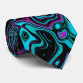Retro Aqua Magenta and Black Abstract Swirl ネクタイ (ロール)