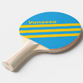Retro Aqua Reef Three Angled Striping with Name 卓球ラケット (正面アングル)