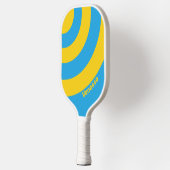 Retro Aqua Reef Three Circle Stripe with Name ピックルボールラケット (左)