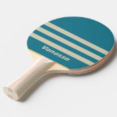 Retro Aquamarine Three Across Striping with Name 卓球ラケット (正面アングル)