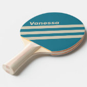 Retro Aquamarine Three Angled Striping with Name 卓球ラケット (正面アングル)