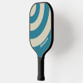 Retro Aquamarine Three Circle Stripe with Name ピックルボールラケット (左)