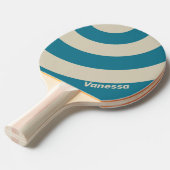 Retro Aquamarine Three Circle Stripe with Name 卓球ラケット (正面アングル)