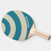 Retro Aquamarine Three Circle Stripe with Name 卓球ラケット (横)