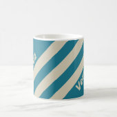 Retro Aquamarine Three Stripes with Name コーヒーマグカップ (中央)