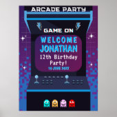 Retro Arcade Birthday | Game On Party Decor ポスター (正面)
