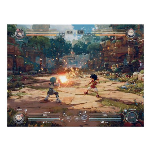 Retro Arcade Fighter Game Showdown Scene ポスター (正面)