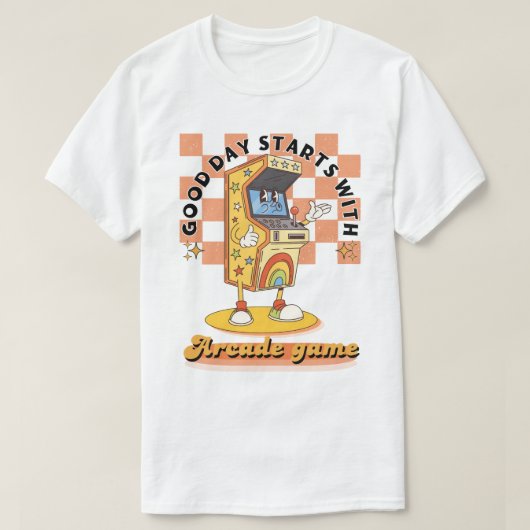 Retro Arcade Good Day Starts Design Tシャツ (デザイン正面)