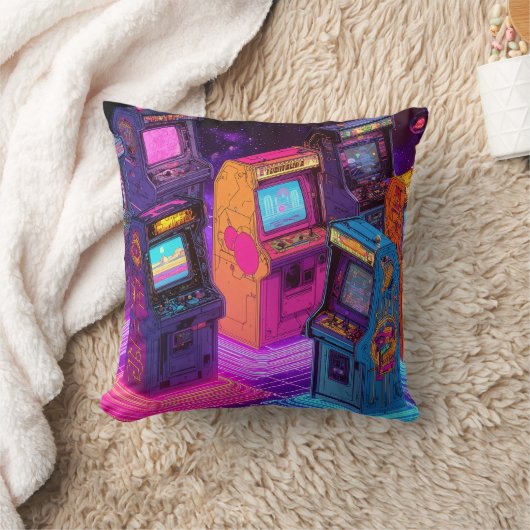 Retro Arcade Machines クッション (ブランケット)