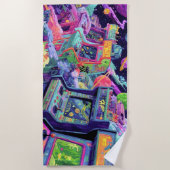 Retro Arcade Machines in Space ビーチタオル (正面)