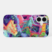 Retro Arcade Machines in Space iPhone 16ケース (裏面横)