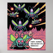 Retro Arcade Manti Aliens Pixel Art - Funny Defend ポスター (正面)