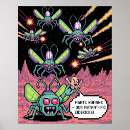 Retro Arcade Manti Aliens Pixel Art - Funny Defend ポスター
