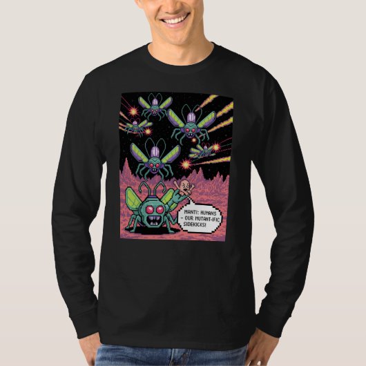 Retro Arcade Manti Aliens Pixel Art - Funny Defend Tシャツ (正面)