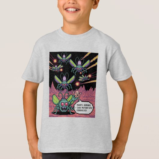 Retro Arcade Manti Aliens Pixel Art - Funny Defend Tシャツ (正面)