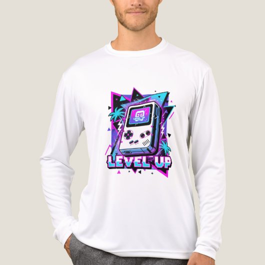 Retro Arcade: The "Level Up" Synthwave Tee トライブレンドＴシャツ (正面)